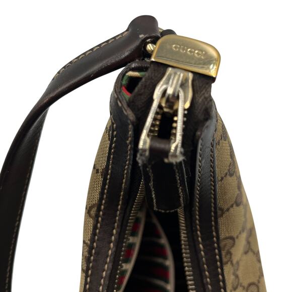Gucci GG Monogram Britt Canvas Leather Hand Shoulder Hobo Bag Beige - Picture 6 of 11